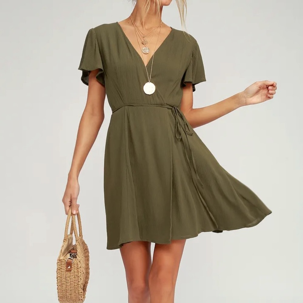Lulu’s Olive Green Wrap Dress
